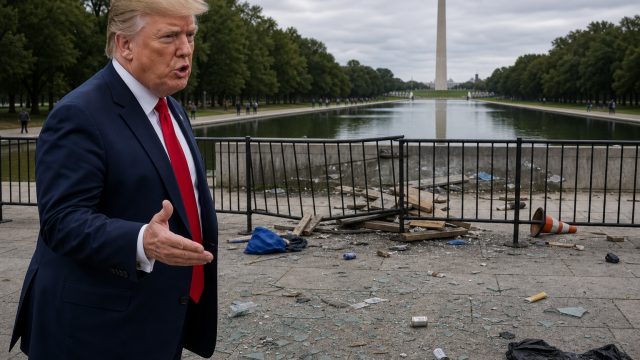 Trump's Claims of Vandalism at Reflecting Pool Spark Controversy
